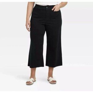 NEW Ava & Viv Women’s High-Rise Wide Leg Crop Pants - Black